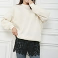 thumbnail image 3 of Women Eyelash Floral Lace Shirt Extender Layered Faux Top Hem Lower Sweep Skirt, 3 of 13