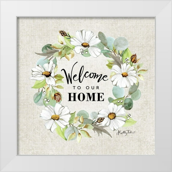 Talent, Kelley 12x12 White Modern Wood Framed Museum Art Print Titled - Welcome to Our Home Wreath