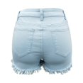 thumbnail image 2 of Aayomet Shorts Athlétiques pour Femmes avec Poignets à Franges Super Courts en Denim (Bleu Clair, L), 2 of 5