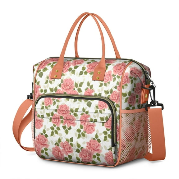 Pioneer Flower Floral Print Pattern Womens Lunch Box for Work,Insulated Large Lunch Bag for Tween and Teen,Loncheras Para Mujer,Leakproof Adult Lunch Bag for Work,Beach,Travel,Picnic,Camping