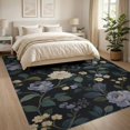 thumbnail image 3 of ODIKA 8'x10' Navy Floral Elegance Future Nature Washable Area Rug Timeless Botanical Design with Modern Flair Non-Slip Chair-Friendly Mat for Dining Room, Large Office, Lounge, 3 of 7