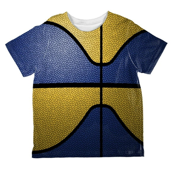 Championship Basketball Royal Blue and Yellow All Over Toddler T Shirt