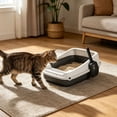 thumbnail image 4 of Semi Enclosed Cat Litter Box with Litter Shovel, Anti-Splash Pet Toilet Tray, Low Entry Spill Proof Litter Pan for Kittens, Easy Clean Plastic Cat Poop Basin for Indoor Potty Training Home Use, 4 of 6