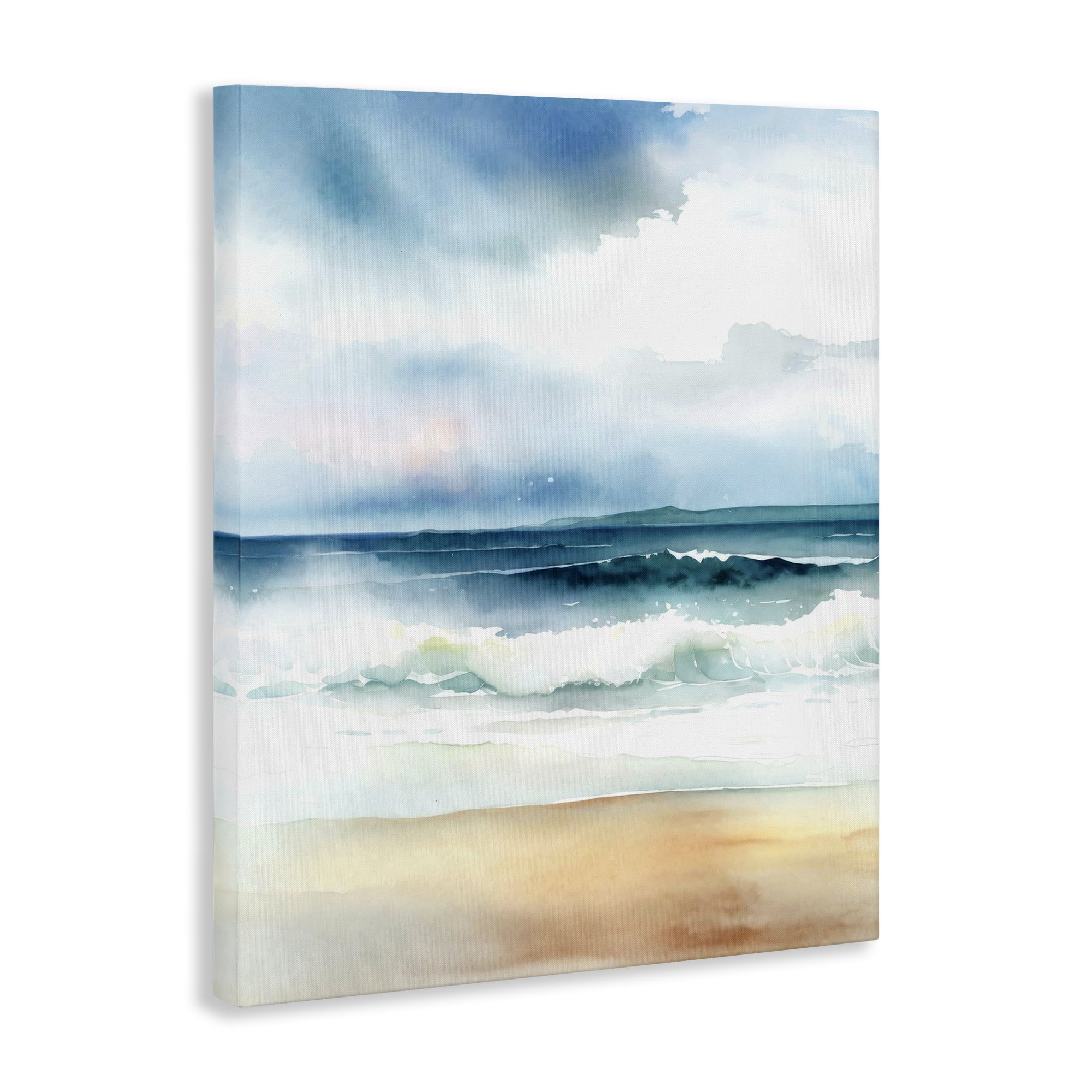 Stupell Industries Rolling Seaside Waves Coastal Painting Gallery Wrapped Canvas Art Print Wall Art, 24 x 30