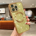 thumbnail image 2 of for iPhone 14 Pro Max 6.7" Magnetic Glitter Case, [Compatible with Magsafe] Cute Luxury Plating Bling Clear Phone Case, Full Camera Lens Protector Anti-Scratch Shockproof Protective Case-Gold, 2 of 14