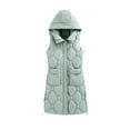 thumbnail image 6 of NARABB Women's Sleeveless Vest Jacket Warm Pocket Hooded Coat Long Jacket Winter Sleeveless Down Parkas Outdoor Warm Coat Green-XXL, 6 of 7
