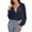 Blue, variant on NeedBo Women's Button Down Long Sleeve V Neck Mesh Shirt See Through Sheer Blouse Tops, Navy M