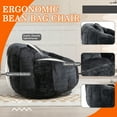 thumbnail image 5 of 59''W Chenille Loveseat Sofa Small Couch Oversized Bean Bag Chair, Modern Lounge Loveseat Sofa with 2 Pillows,Bean Bag Couch Floor Lazy Sofa for Living Room Bedroom Apartment (Black), 5 of 7