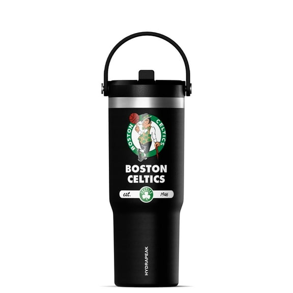 Hydrapeak x NBA Officially Licensed Boston Celtics 32 oz Nomad Tumbler with Handle and Straw Lid, Leakproof Stainless Steel Water Bottle