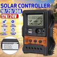 thumbnail image 2 of Controlador de carga solar ckepdyeh 30A 12V24V Controlador de batería de panel solar Regulador automático 2 USB Pantalla LCD Descargador de carga, 2 of 7