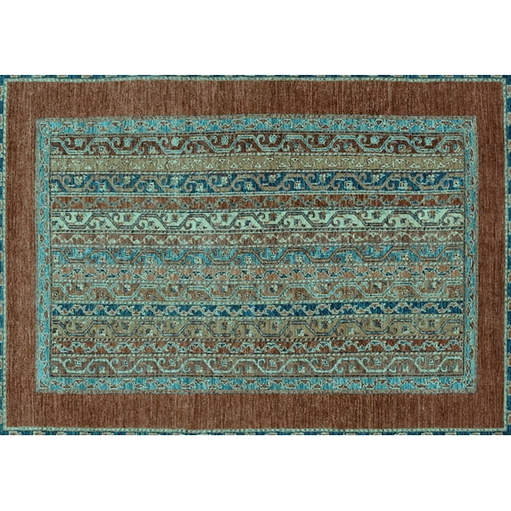 Ahgly Company Indoor Rectangle Abstract Light Blue Modern Area Rugs, 6' x 9'