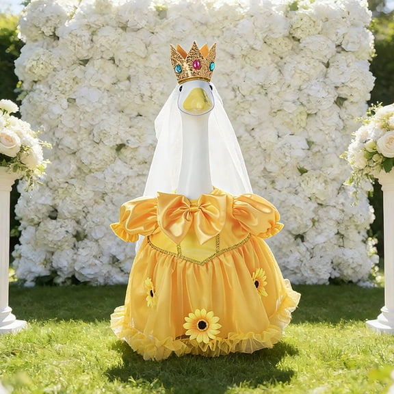 Princess Porch Goose Outfits,Spring Summer Porch Goose Outfit Set for 23" Plastic Cement Statue,Cute Sunflower Skirt Spring Summer Goose Costume Clothes for Indoor Outdoor Yard Lawn Patio Art Decor