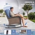 thumbnail image 2 of MRUAKA 3 Piece Patio Rocking Chair Set, Outdoor Brown Rattan Wicker Patio Furniture with Side Table and Thick Cushions for Backyard Garden , Navy, 2 of 8