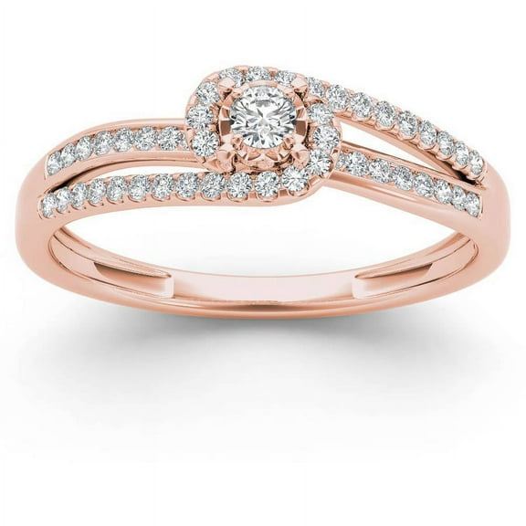 1/5 Carat T.W. Diamond Bypass Halo 10kt Rose Gold Engagement Ring