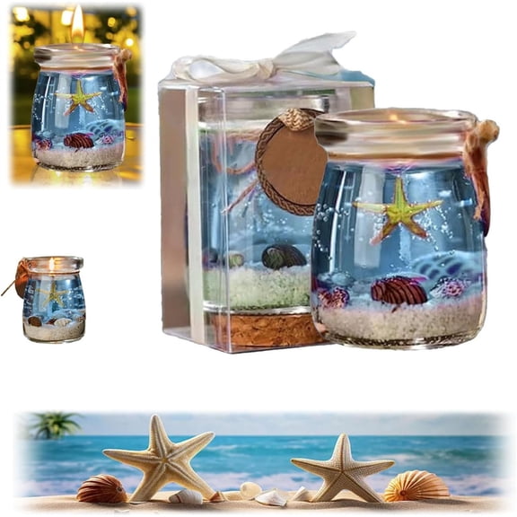 Scented Gel Candle Verdsylv Ocean Theme Gel Candle - Scented Handmade Wax Candle for Meditation & Stress Relief - Decorative Coastal Home Decor - Long-Burning & Aromatic, Coastal Home Decor, Blue