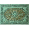 thumbnail image 1 of Ahgly Company Machine Washable Indoor Rectangle Persian Turquoise Blue Traditional Area Rugs, 6' x 9', 1 of 4