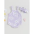 thumbnail image 4 of Arvbitana Infant Baby Girls Cute Tank Tops Romper Floral Print Sleeveless Square Neck Adjustable Strap Bodysuit with Headband 3M 6M 12M 18M Newborn Summer Clothes, 4 of 9