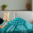 thumbnail image 3 of Teal Soft Flannel Fleece Throw Blanket, Abstract Aboriginal Dot Painting Native Prehistoric Cultural Art in Australia, Cozy Plush for Indoor and Outdoor Use, 70" x 90", Teal, by Ambesonne, 3 of 5