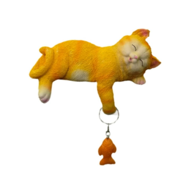 Estatua de gato durmiendo para jardín, figura de gatito de resina, decoración de interior, escultura de animal, figura de gatito para inauguración de