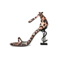 thumbnail image 4 of Women Leopard Open Toe Ankle Strap Dollar Sign Heel Sandal 18715, 4 of 6