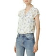thumbnail image 5 of DARING DIVA Women's Ruffle V Neck Cap Sleeve Chiffon Floral Blouse Top XL White Purple, 5 of 7