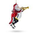 thumbnail image 2 of Santa Playing Trumpet Glass Christmas Ornament, 2 of 5