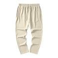 thumbnail image 4 of Domuza Men's Casual Baggy Pants Wide Leg Lounge Travel Pants Streetwear with Pockets Beige 2XL, 4 of 6