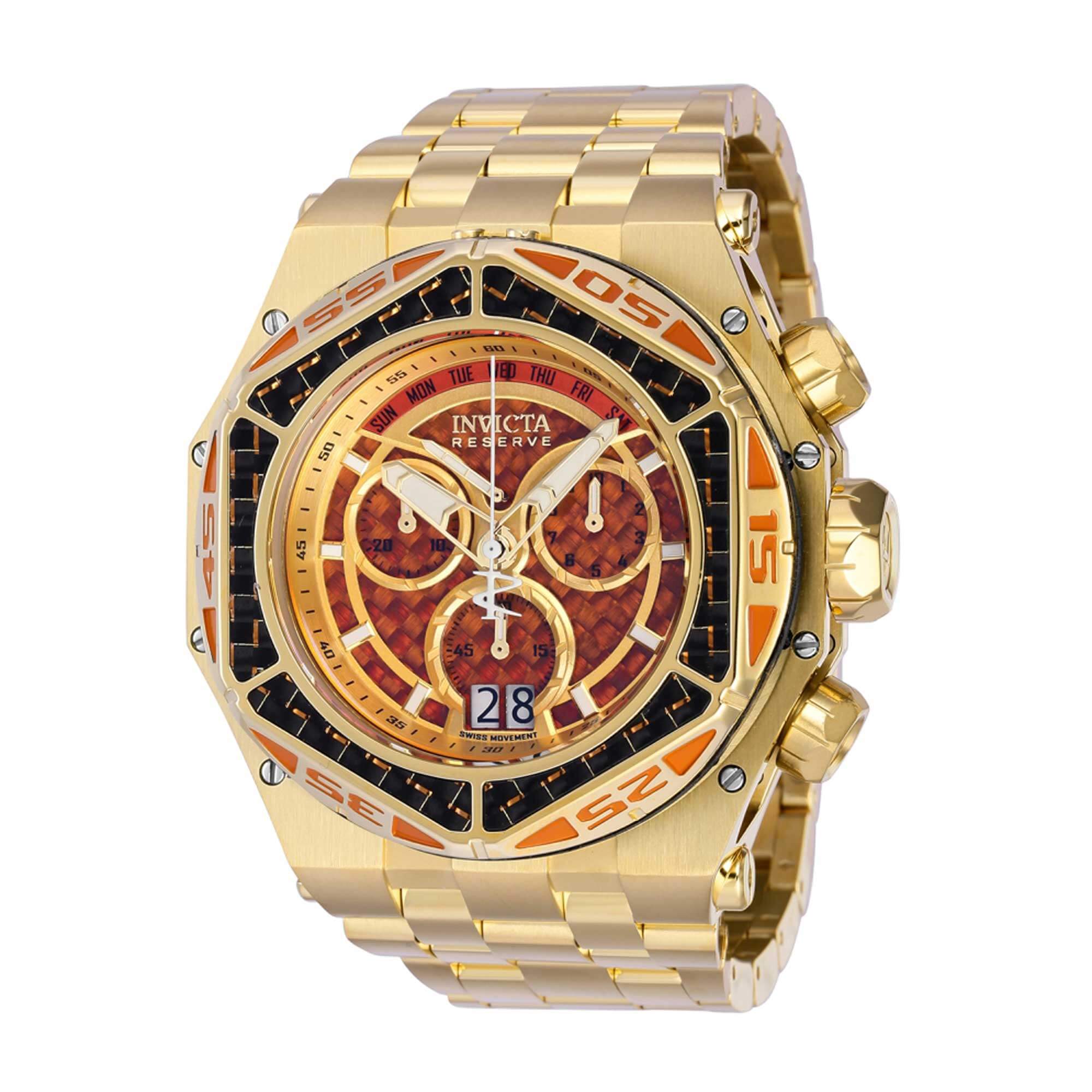Invicta 38923 Men's Carbon Hawk Orange and Gold Tone Dial Watch 