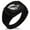 Black, variant on Stainless Steel Skull & Crossbones Kiss of Death CZ Ribbed Needle Stripe Pattern Biker Style Polished Ring