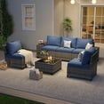 thumbnail image 3 of Aoxun Patio Furniture Set, 6 Pcs Outdoor Patio Furniture Sets with 4in Thicken Cushion, Widen Armrests Wicker Outdoor Sectional for Backyard (Waterproof Cover Include), 3 of 5
