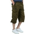 thumbnail image 4 of ZVNAΖH Mens 3/4 Long Cargo Shorts Below Knee Shorts Capri Pants Oversized Cotton Multi-pocket Everyday Wear Overalls Cropped Trousers, 4 of 4