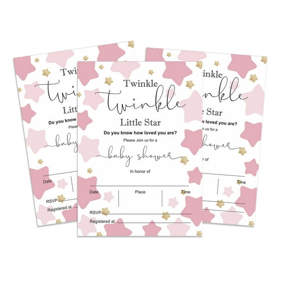 Inkdotpot 30 Fill In StyleBaby Shower Invitation Cards Gender Reveal Twinkle Twinkle Little Star Blank Invites