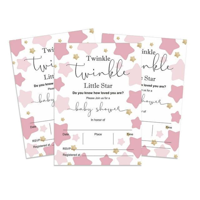 Inkdotpot 30 Fill In StyleBaby Shower Invitation Cards Gender Reveal Twinkle Twinkle Little Star Blank Invites