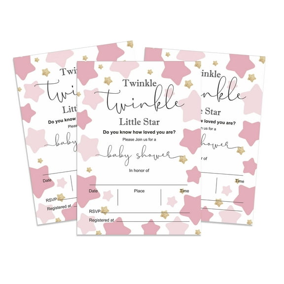 Inkdotpot 30 Fill In StyleBaby Shower Invitation Cards Gender Reveal Twinkle Twinkle Little Star Blank Invites