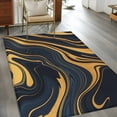 thumbnail image 4 of Area Rug for Living Room, Blue Yellow Ripple Non-Slip Indoor Large Carpet for Bedroom/Dining Room, Fluid Modern Abstract Art Washable Low-Profile Rectangle Floor Mat Runner Rugs - 2.7 x 5 Ft, 4 of 7