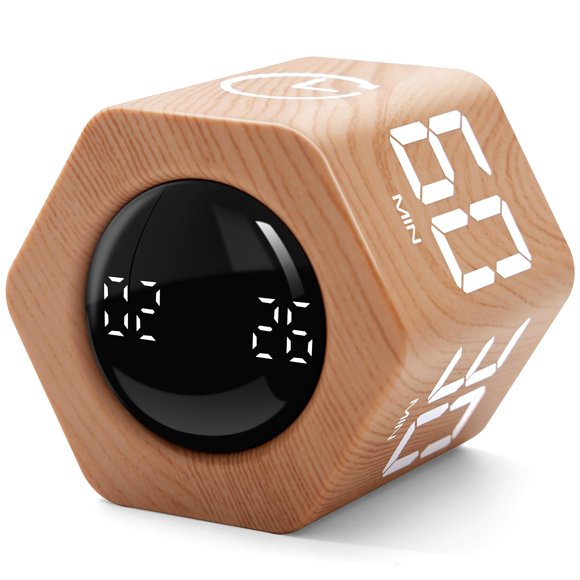 Temporizador de escritorio Exlliy con diseño de madera y sensor de gravedad