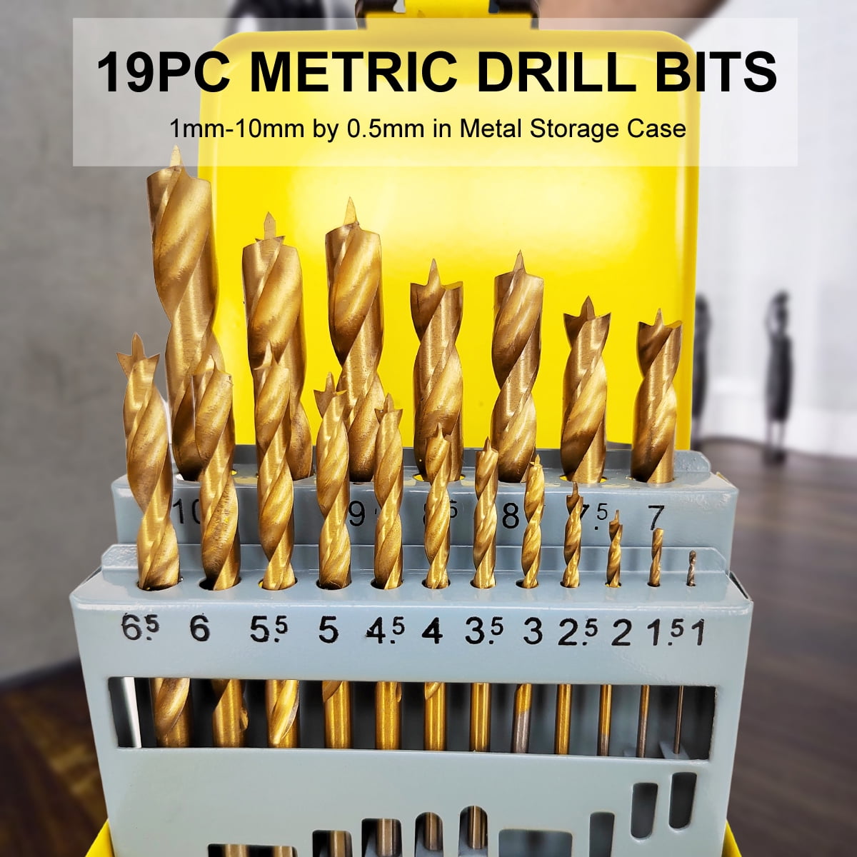 Hymnorq 19PC 1-10mm Metric HSS Brad Point Twist Drill Bits Set for Wood