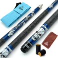 thumbnail image 2 of cUESOUL 57 inch 21oz 12 Maple Pool cue Stick Kit- Rock The World Stylish Pattern cue Design in Blue Paint, 2 of 4