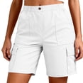 thumbnail image 2 of Aoiroe Women's Lightweight Mid Rise Hiking Shorts Stretch for Athletic Summer Travel Outdoor Golf with Pockets White 2XL, 2 of 6