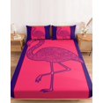 thumbnail image 2 of Full Size Fitted Sheet Set - Pink Navy Blue Flamingo 3 Piece Bedding Sets 16" Deep Pocket Fitted Sheet with 2 Pillowcases Summer Beach Coastal Modern Art Brushed Microfiber Hotel Luxury Bed Sheets, 2 of 9
