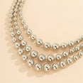 thumbnail image 3 of Punk Layered Chunky Bead Ball Chain Collar Choker Necklace Set Hip Hop Bib Statement Necklace for Women Friend Stacking Wedding Jewelry Christmas Gift, 3 of 7