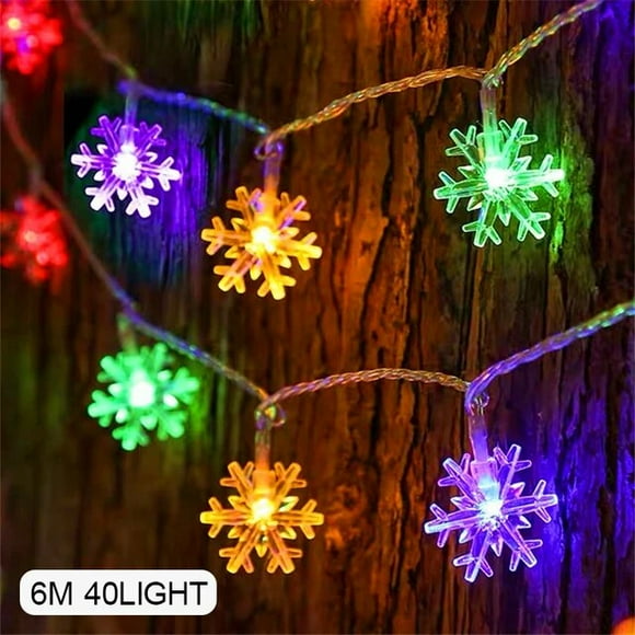 LED Snowflake Fairy String Lights Christmas Tree Toppers Party Bedroom Outdoor Decorations USB Small Colored Lights New Year