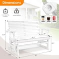 thumbnail image 3 of VINGLI Outdoor Glider Wood Patio Chair with Cup Holders, Outdoor Bench Glider Loveseat with Smooth Rocking Mechanism, Heavy Duty 800 LBS, White, 3 of 14