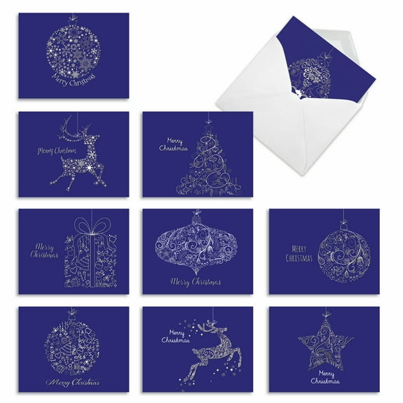 10 Pack Merry Christmas Note Cards - Holiday Impressions