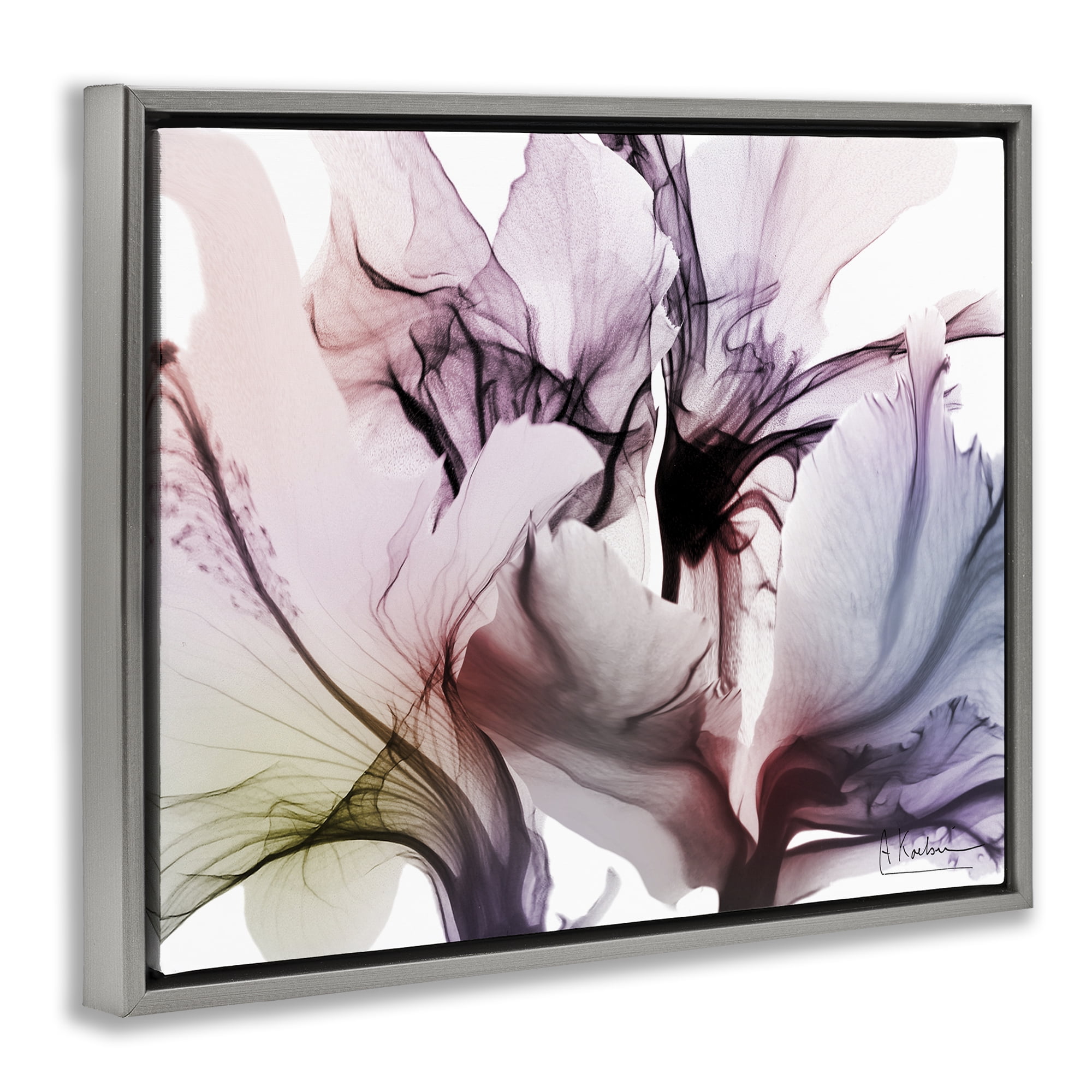 Stupell Industries Brilliant Song Flower Petals Gray Framed Floater Canvas Wall Art, design by Albert Koetsier
