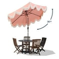 thumbnail image 6 of JONATHAN Y Collins 9 ft. Market Patio Umbrella, Classic Cottage Fringe Tassel, with Auto-Tilt Crank, Wind Vent and UV Protection, Coral Pink/Cream, Dark Brown Pole, 6 of 10