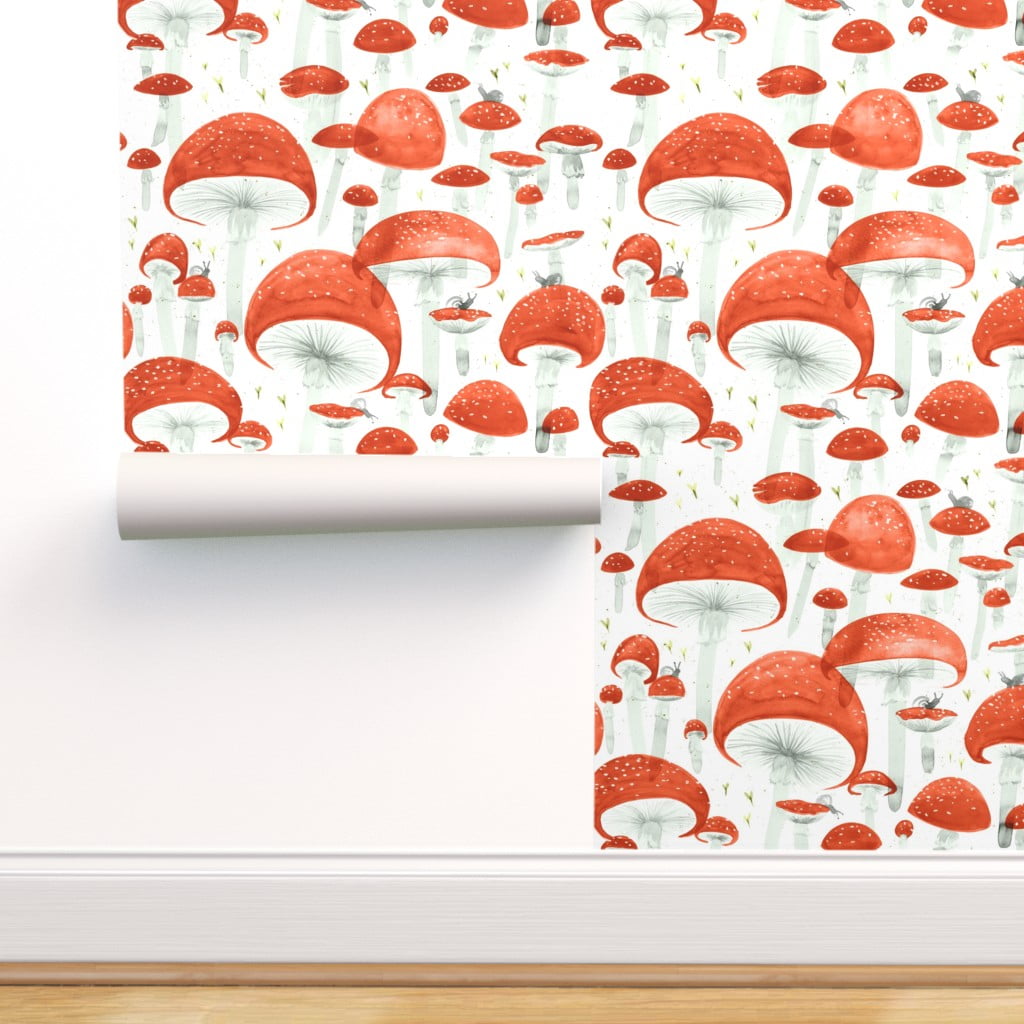 Peel & Stick Wallpaper 3ft x 2ft - Whimsical Watercolor Fruits Mushroom