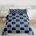thumbnail image 2 of jejeloiu Geometric Plaid Bedding Comforter Set,Modern Minimalist Geometric Twin Comforter Sets,Deepblue Checkerboard Grid Bedding Set For Teens,Ultra Soft Home Decor Reversible,2pcs, 2 of 8