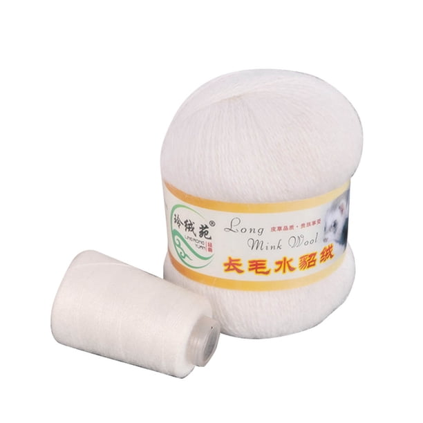 Wosthever Bufanda de hilo antibolitas tejida a mano de felpa, 2 uds., abrigo, hilo de tejer DIY, hilo de tejer a ganchillo Tela de costura y artesanía blanco Wosthever HA2033-01B