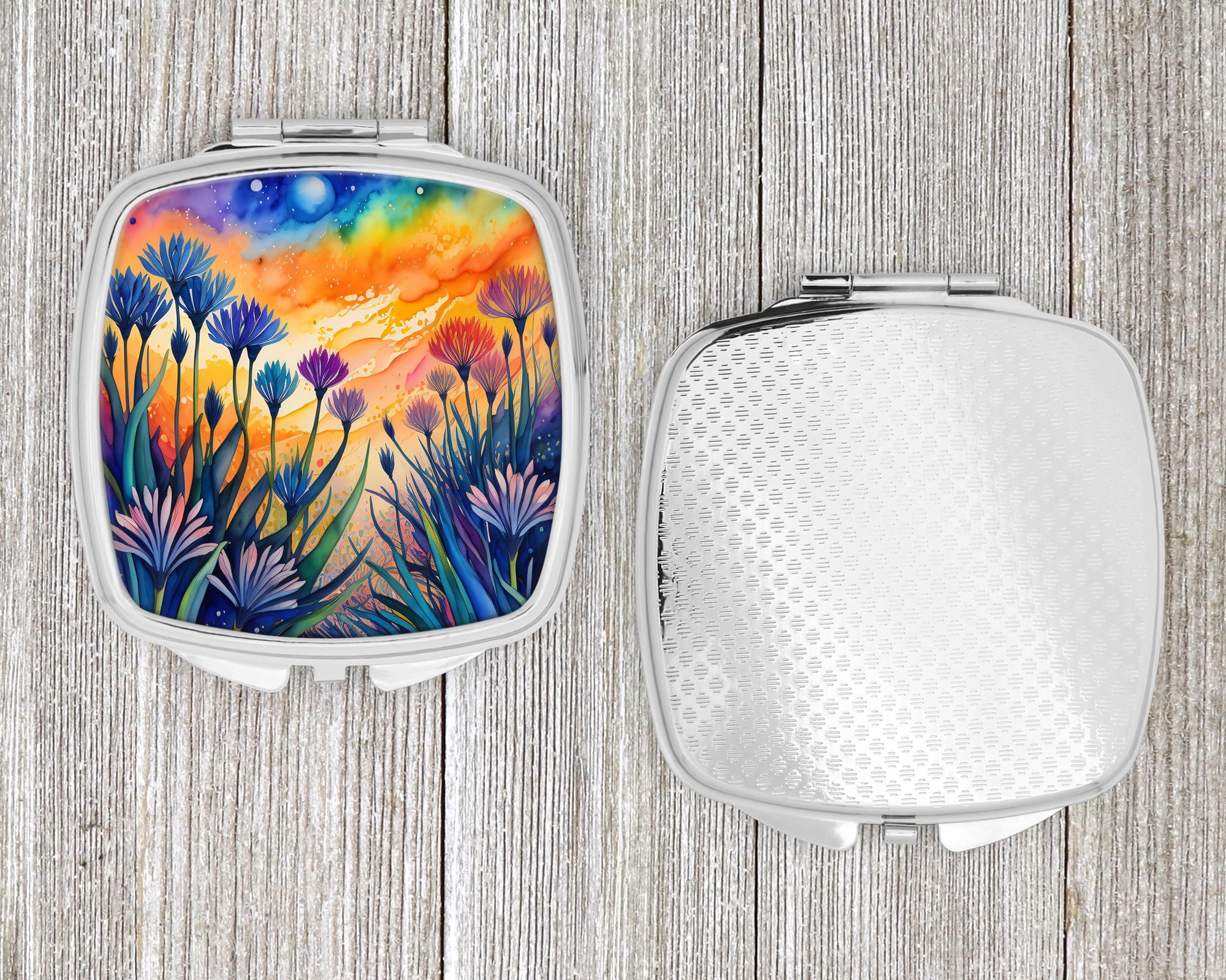 Colorful Agapanthus Compact Mirror 2.75 in x 3 in